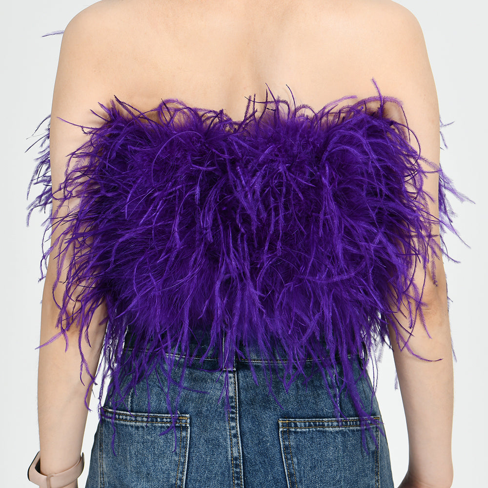 Ostrich Feather Crop Top