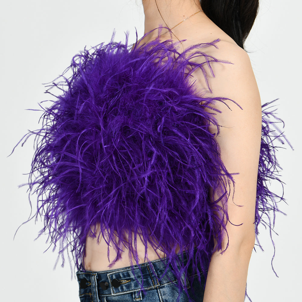 Ostrich Feather Crop Top