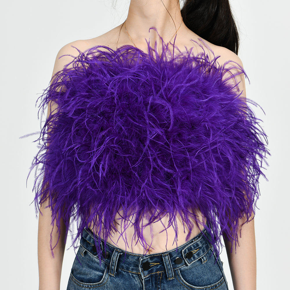 Ostrich Feather Crop Top