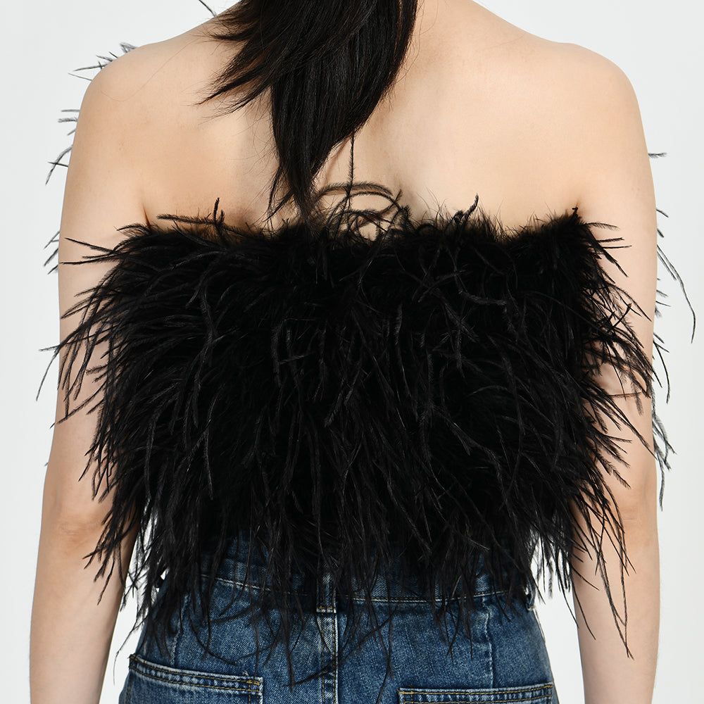 Ostrich Feather Crop Top