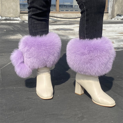 Solid Color Fur Lady Boots Accessories