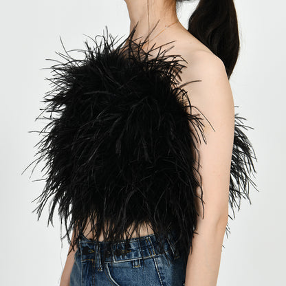 Ostrich Feather Crop Top