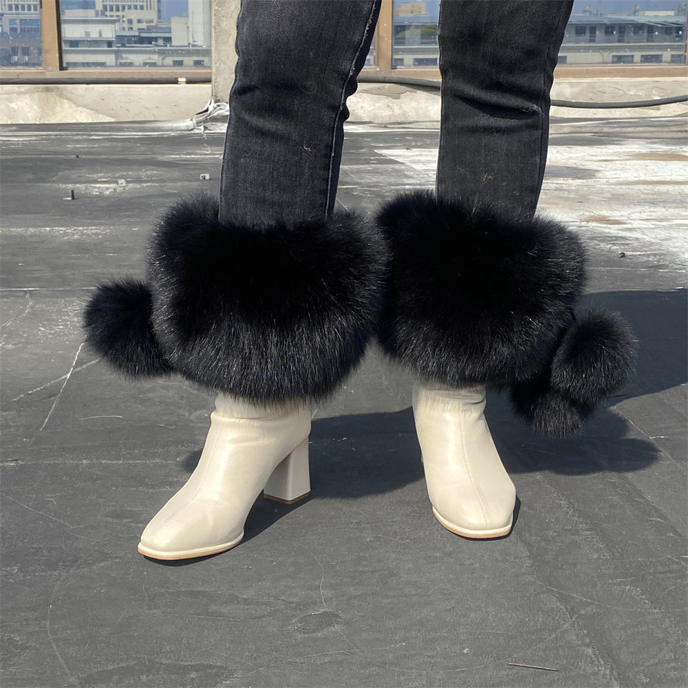 Solid Color Fur Lady Boots Accessories