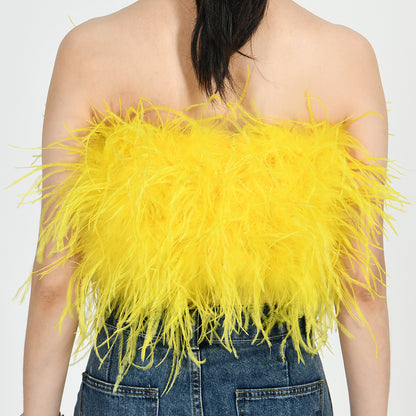 Ostrich Feather Crop Top