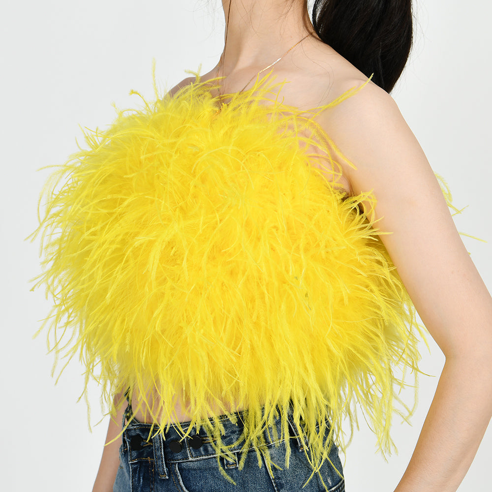 Ostrich Feather Crop Top