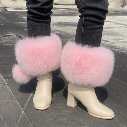 Solid Color Fur Lady Boots Accessories