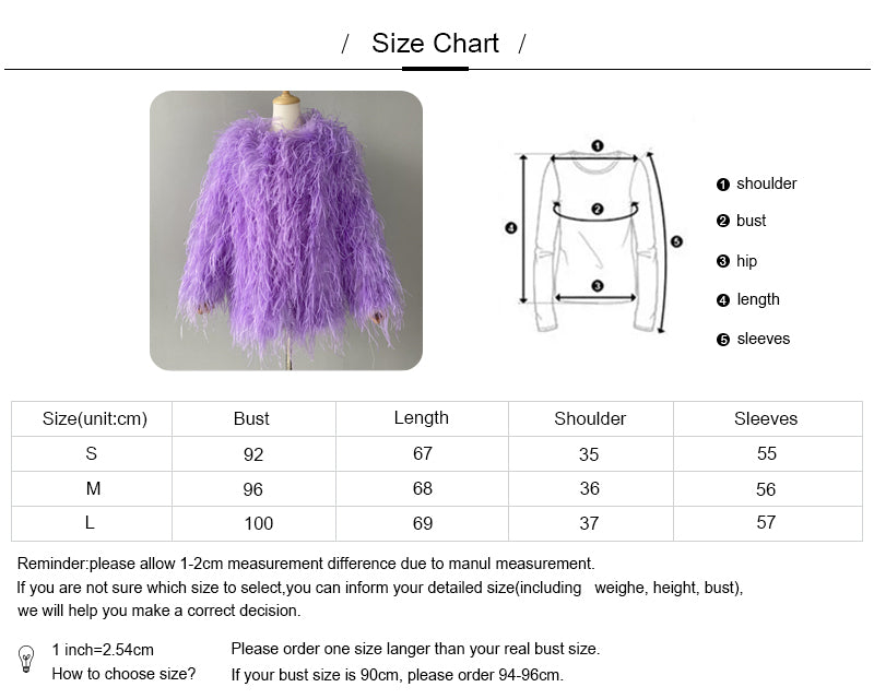 Winter Popular Hot Sale Ladies Pure Color Ostrich Feather Coat