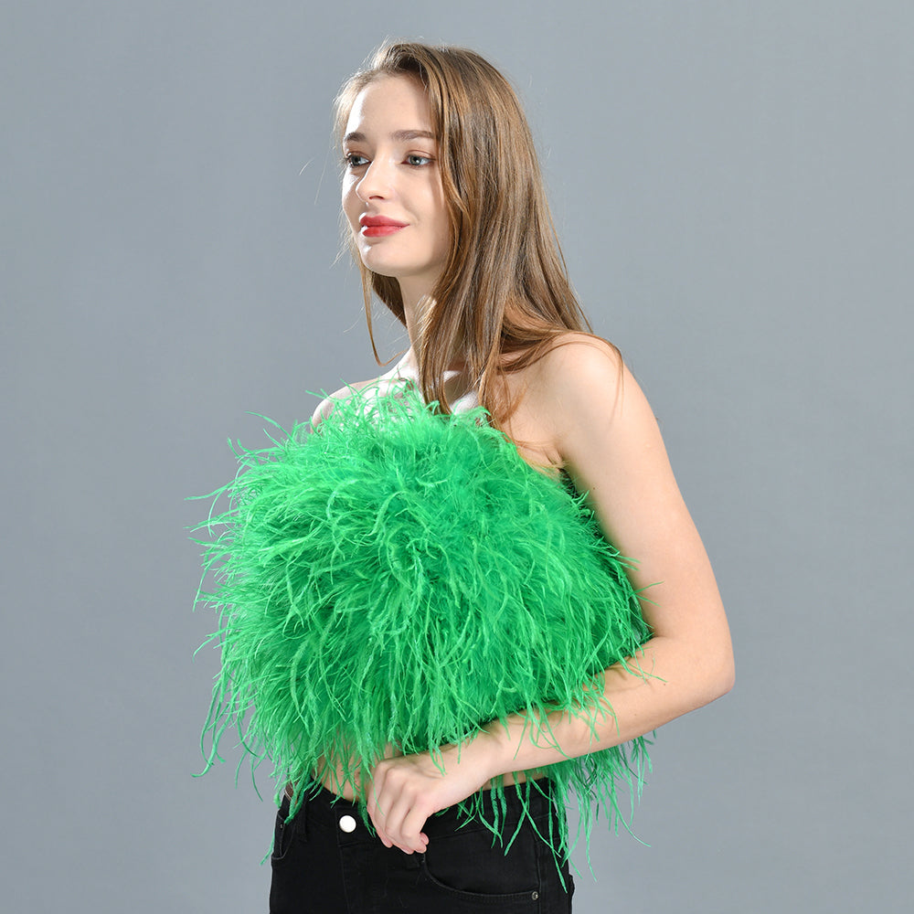 Ostrich Feather Crop Top