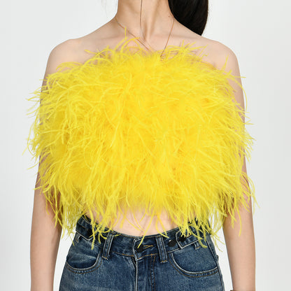 Ostrich Feather Crop Top