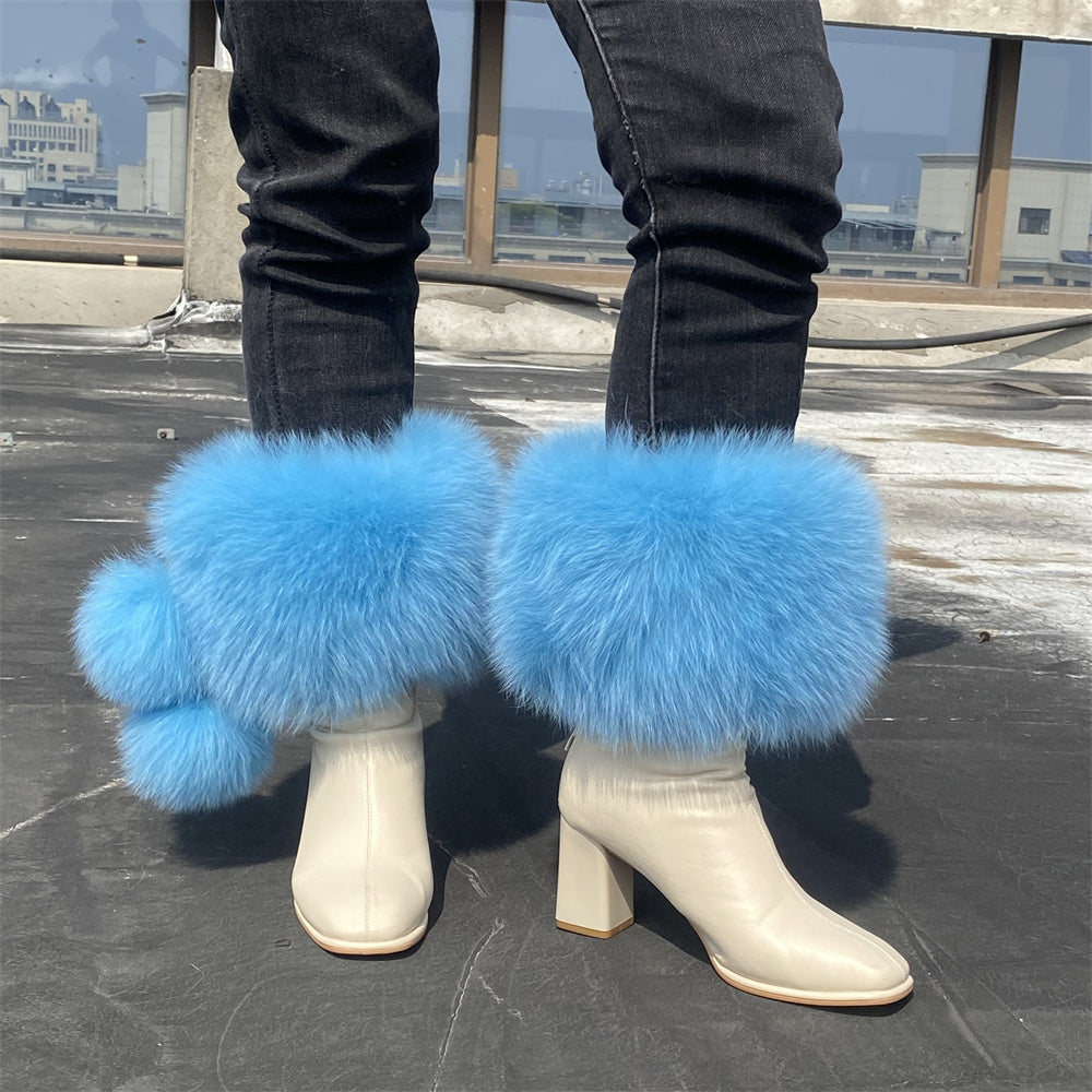 Solid Color Fur Lady Boots Accessories