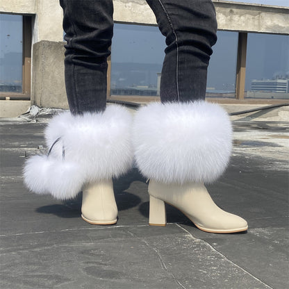 Solid Color Fur Lady Boots Accessories