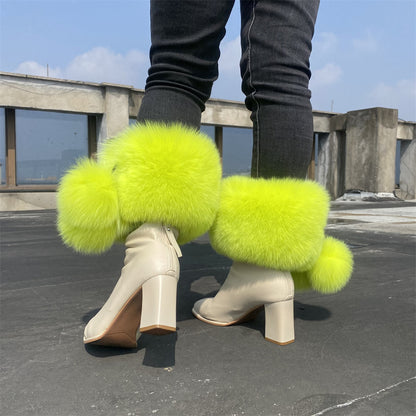 Solid Color Fur Lady Boots Accessories