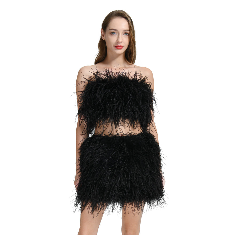 Ostrich Feather Crop Top