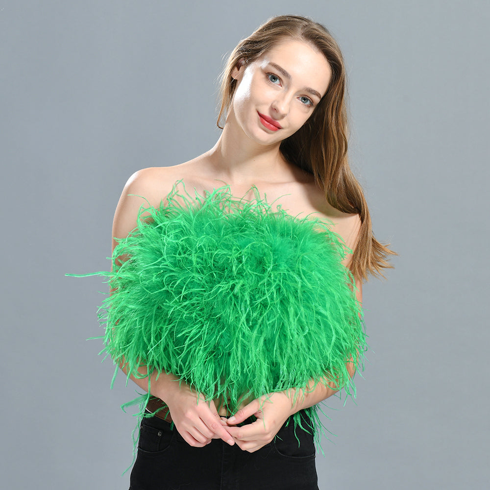 Ostrich Feather Crop Top