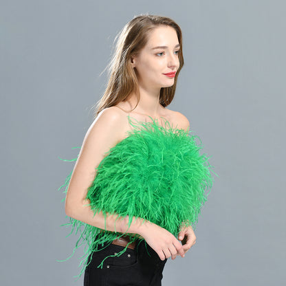 Ostrich Feather Crop Top