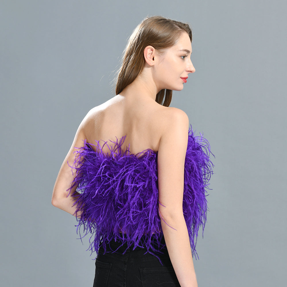 Ostrich Feather Crop Top