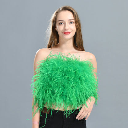 Ostrich Feather Crop Top