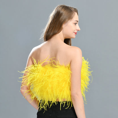 Ostrich Feather Crop Top