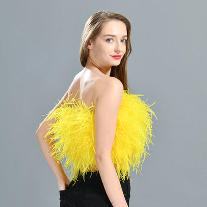 Ostrich Feather Crop Top