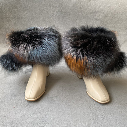 Solid Color Fur Lady Boots Accessories