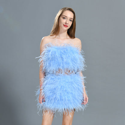 Ostrich Feather Crop Top