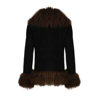 Custom Mongolian Fur Sheepskin Leather Leather Jackets For Ladies