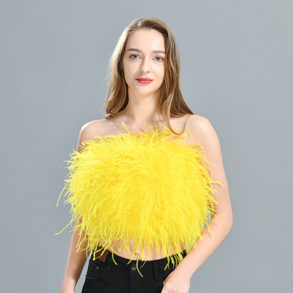 Ostrich Feather Crop Top