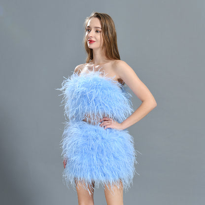 Ostrich Feather Crop Top