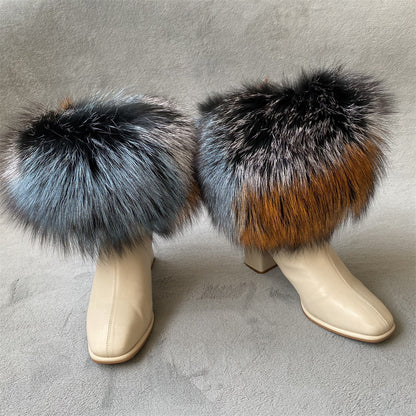 Solid Color Fur Lady Boots Accessories